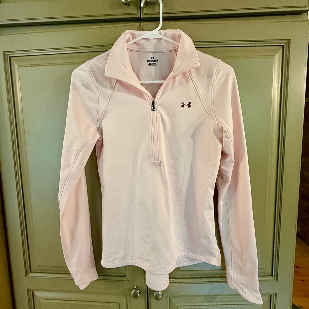 ladies/womens Under Armour Blush Pink Quarter-Zip Top, thicker fabric XS